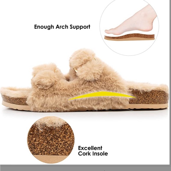 Shoes Faux Fur Like New Knockoff Birkenstocks W 2 Adjustable Rose